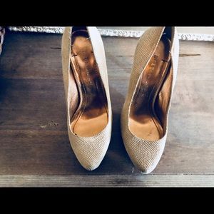 BCBG snake skin heels